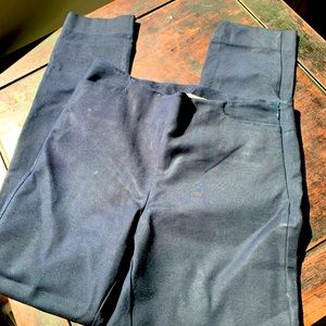Side-Zip High Waist Navy Pants